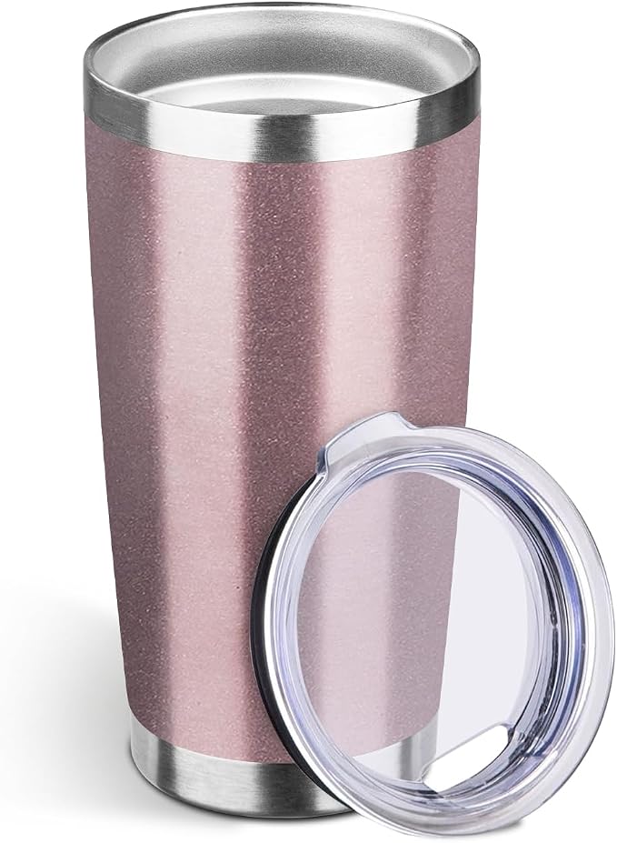 StarSpeed 20oz Tumbler Bulk with Lid, Stainless Steel Insulated Tumblers Double Wall Vacuum Insulated Travel Mug, Powder Coated Coffee Cups for Hot and Cold Drinks(Rose Gold,1) by StarSpeed