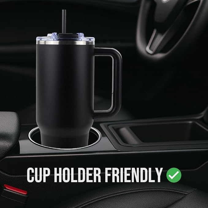 Hogg Big Swig 40 oz Tumbler with Handle and Straw - Charcoal Gray, 40oz Insulated Stainless Steel, Water Tumbler with Straw, Water Cup with Handle, Versatile Leak Proof Lid - Image 8
