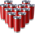 HASLE OUTFITTERS 20oz Tumblers Stainless Steel Mugs with Lid Double Wall Vacuum Insulated Coffee Cups for Cold & Hot Drinks (20oz-Red, 12 Pack) by HASLEOUTFITTERS