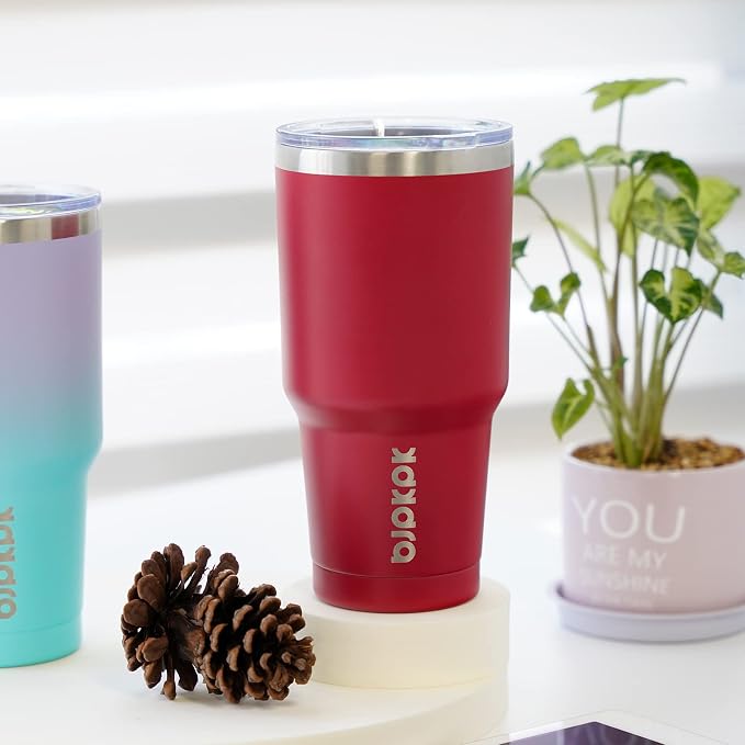 BJPKPK 30 oz Tumbler Cups With Lid And Straw Stainless Steel Double Wall Vacuum Insulated Tumblers For Women and Men Apricot - Image 4