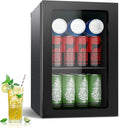 24 Can Mini Beverage Fridge, 0.9 Cu.Ft Compact Drink Refrigerator with Clear Door & Adjustable Shelves, Temperature Control, Quiet Compressor Small Refrigerator for Soda, Beer or Wine by Stopsad