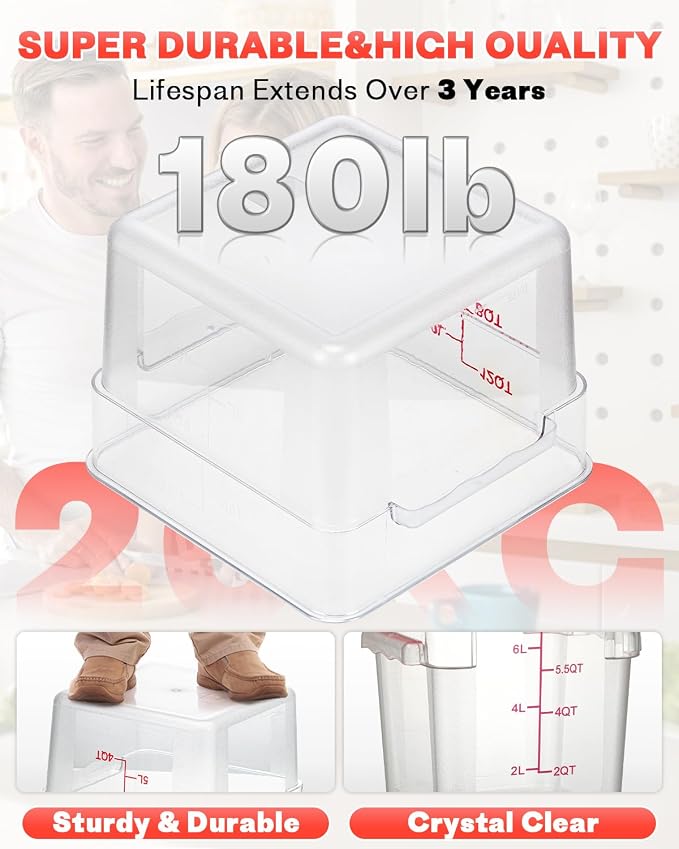 2QT&4QT NSF Food Storage Containers: 8 PCS Commercial Clear Square Food Storage - Image 6