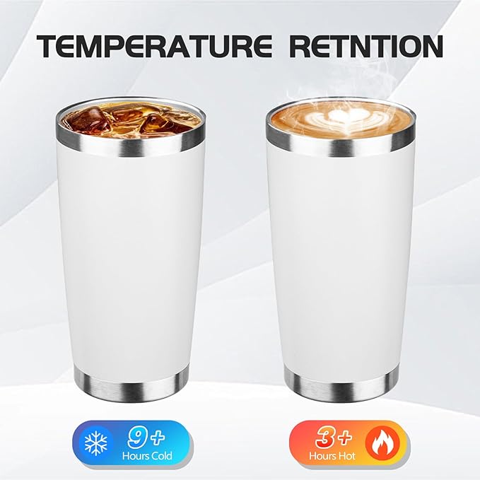 StarSpeed 20oz Tumbler Bulk with Lid, Stainless Steel Insulated Tumblers Double Wall Vacuum Insulated Travel Mug, Powder Coated Coffee Cups for Hot and Cold Drinks(White,1) - Image 3