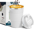 YINBAOGE Insulated Travel Coffee Mug, Spill & Leak Proof, Portable To Go Camping Stainless Steel Coffee Tumbler, Reusable Thermal Coffee Cup with Lid for Hot & Cold Drinks (White, 12 OZ) by YINBAOGE