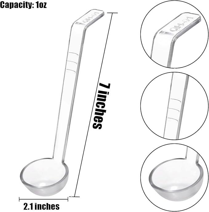 Coloch 20 Pack 1oz Plastic Small Ladle, 7 Inch Clear Mini Ladle Long Handle - Image 2