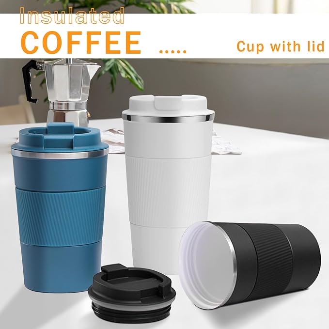 YINBAOGE Insulated Travel Coffee Mug, Spill & Leak Proof, Portable To Go Camping Stainless Steel Coffee Tumbler, Reusable Thermal Coffee Cup with Lid for Hot & Cold Drinks (White, 12 OZ) - Image 6