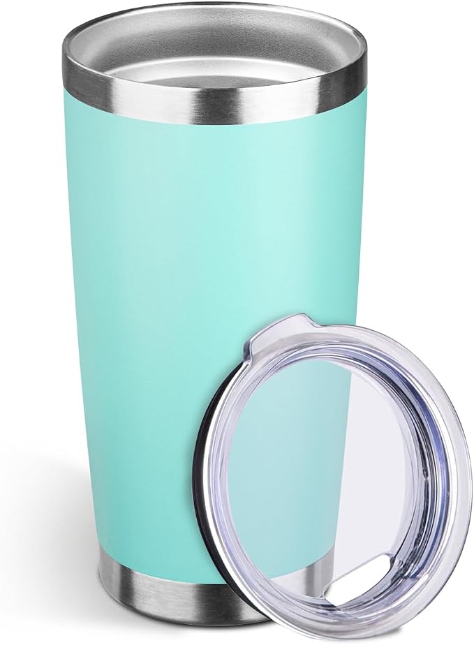 StarSpeed 20oz Tumbler Bulk with Lid, Stainless Steel Insulated Tumblers Double Wall Vacuum Insulated Travel Mug, Powder Coated Coffee Cups for Hot and Cold Drinks(Light Green,1) by StarSpeed