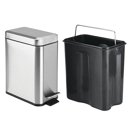 mDesign Rectangular Step-Open Wastebasket Trash Can - Image 5