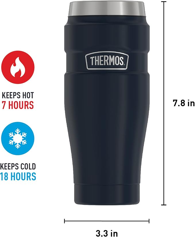 THERMOS Stainless King Travel Tumbler, 16 Ounce, Vacuum-Insulated | Midnight Blue | Pack of 4 - Image 6