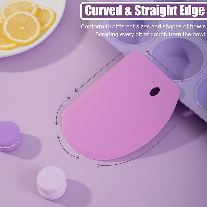 Silicone Dough Scraper with Stainless Steel Sheet, Curved Edge Flexible Bowl - Image 4
