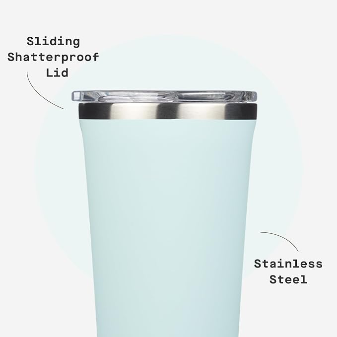 Corkcicle Classic Tumbler - Keeps Drinks Cold for 9 Hours & Hot for 3 - Triple-Insulated Stainless Steel - Holiday Tumbler Gift - 16 oz - Gloss Powder Blue - Image 5