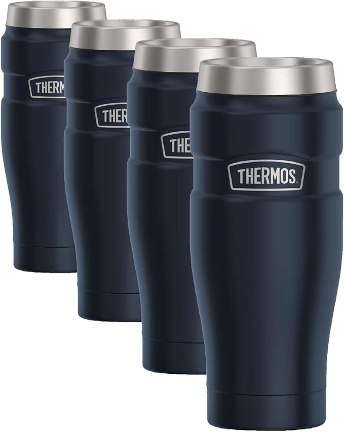 THERMOS Stainless King Travel Tumbler, 16 Ounce, Vacuum-Insulated | Midnight Blue | Pack of 4 by Thermos