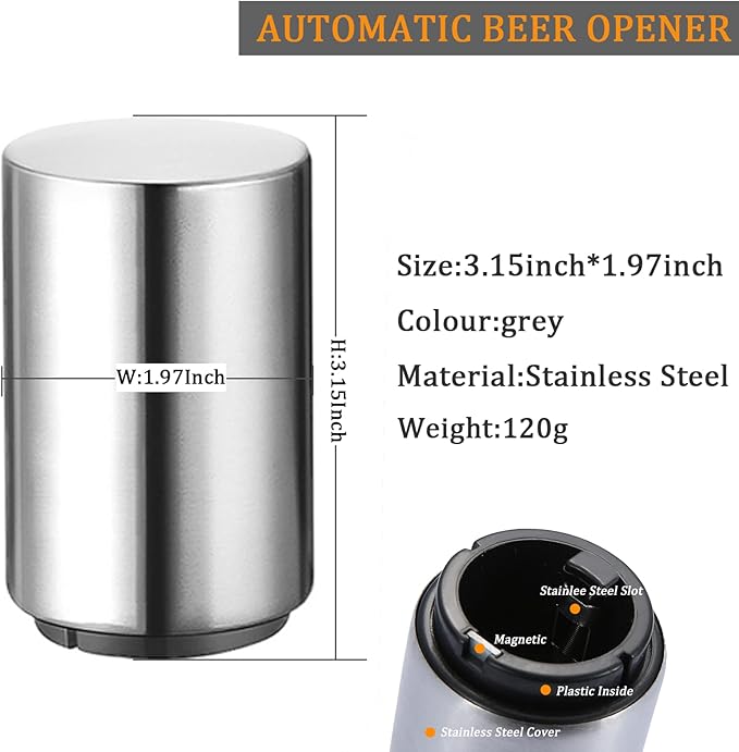 Portable Push Down Magnetic Beer Bottle Openers, No Damage to Caps, Quick to - Image 2