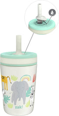 Zak Designs Kelso Toddler Cups For Travel or At Home, 12oz Vacuum Insulated Stainless Steel Sippy Cup With Leak-Proof Design is Perfect For Kids (Safari) by ZakDesigns