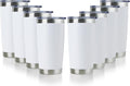 DOMICARE 20oz Stainless Steel Tumbler Bulk with Lid, Double Wall Vacuum Insulated Travel Mug, Powder Coated Coffee Cup, Powder White, 8 Pack by VisittheDOMICARE