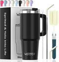 20 oz Tumbler with Handle,Tumbler with Lid and Straw,Double Wall Insulated Cup Stainless Steel Travel Mug(Cold for 34 Hours),Water Bottle for Iced Tea,Coffee,Cold Beverages(Black) by Watersy