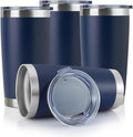 DOMICARE 20oz Stainless Steel Tumbler Bulk with Lid, Double Wall Vacuum Insulated Travel Mug, Powder Coated Coffee Cup, Powder Navy, 4 Pack by VisittheDOMICARE
