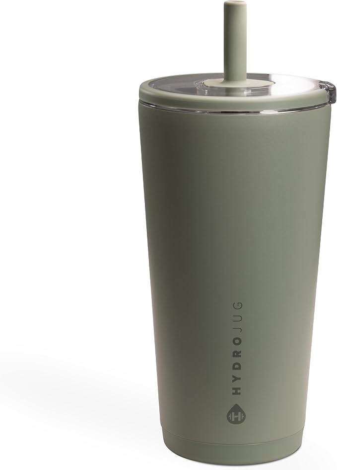 HydroJug Everyday Tumbler 20 oz – Ceramic-Lined Insulated Tumbler with Straw and Soft-Touch Lid, Cup Holder Friendly, Double-Wall Vacuum Insulation, Reusable Travel Cup – Courtyard by Hydrojug