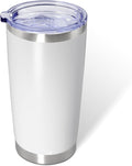 AIANJI 20oz Tumbler Bulk Stainless Steel Tumblers with Lid Vacuum Insulated Double Wall Travel Coffee Mug Powder Coated Tumbler Cup for Hot and Cold Drinks(White, 1 pack) by AIANJI