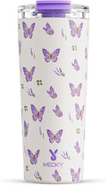 Meoky 24 oz Travel Coffee Mug with Leak-proof Lid, Stainless Steel Insulated Coffee Tumbler, Keeps Hot for 8 Hours or Cold for 24 Hours, Fits in Car Cup Holder (Butterfly) by MEOKY