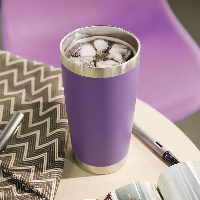 DOMICARE 20oz Stainless Steel Tumbler Bulk with Lid, Double Wall Vacuum Insulated Travel Mug, Powder Coated Coffee Cup, Powder Purple, 12 Pack - Image 6