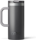 RTIC 16oz Road Trip Travel Mug with Lid and Handle, Ceramic Lined, Insulated, Stainless Steel, Metal, Double Wall Vacuum-Insulation, Portable Coffee, Tea Cup for Hot and Cold Drink, Graphite by RTIC