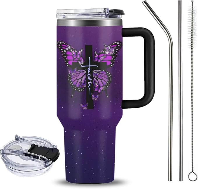 Christian Gifts for Women, 40 oz I Can Do All Things Christ Tumbler With Handle, Inspirational Religious Birthday Gifts for Faith Cup, Christian Jesus God Bible Verse Pastor Prayer Gift for Christmas - Image 3