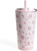 HydroJug Everyday Tumbler 20 oz – Ceramic-Lined Insulated Tumbler with Straw and Soft-Touch Lid, Cup Holder Friendly, Double-Wall Vacuum Insulation, Reusable Travel Cup – Wildrose by Hydrojug