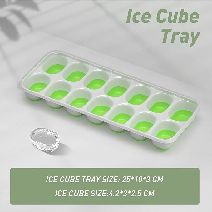 ChefAide Ice Cube Tray with Lid, 4 Packs 56 Cubes Durable Stackable Ice Cube - Image 3