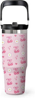 Pink Cherry Tumbler 30oz with Handle - Stainless Steel Insulated Cup, Leakproof Water Bottle with Cherry Design for Women & Girls, Perfect Birthday Christmas Gift by welcometoHYMONA
