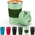 MOMSIV 12oz Travel Mug, Insulated Coffee Cup with Leakproof Lid, Vacuum Stainless Steel Double Walled Reusable Tumbler for Hot and Cold Water Coffee and Tea In Travel and Car (Green-380ml) by MOMSIV