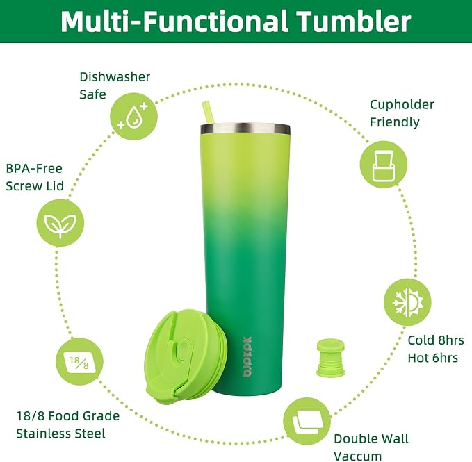 BJPKPK 34oz Tumbler With lid And Straw Stainless Steel Travel Coffee Mug Insulated Tumblers Cups,Bamboo Grove - Image 3
