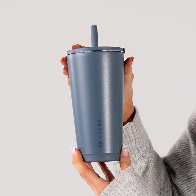 HydroJug Everyday Tumbler 20 oz – Ceramic-Lined Insulated Tumbler with Straw and Soft-Touch Lid, Cup Holder Friendly, Double-Wall Vacuum Insulation, Reusable Travel Cup – Cascade - Image 5