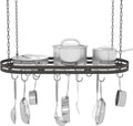 33” Hanging Pot Rack Ceiling Mount, Oval Pots and Pans Hanging Rack, Ceiling by TICKCACY-EnrichYourLife