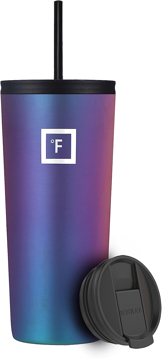 IRON °FLASK Classic Tumbler - Vacuum Insulated Stainless Steel Water Bottle, Double Walled, Drinking Cup, Insulated Travel Mug (Aurora, 24 oz Solid Lid) - Image 3