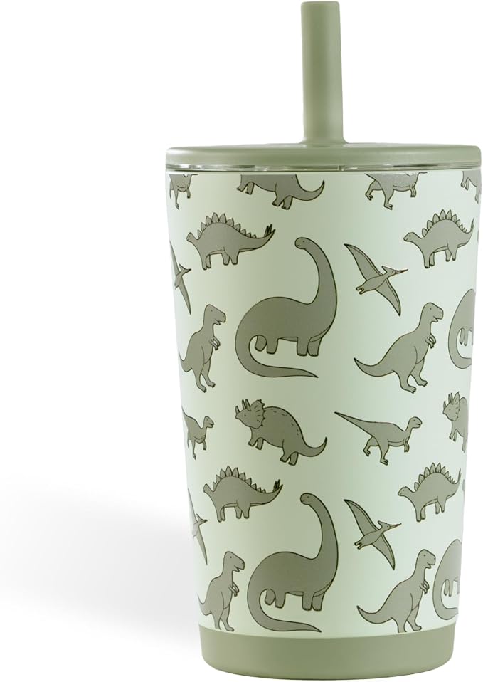 HydroJug Everyday Tumbler 14 oz – Ceramic-Lined Insulated Tumbler with Straw and Soft-Touch Lid, Cup Holder Friendly, Double-Wall Vacuum Insulation, Reusable Travel Cup – Dinosaur - Image 4