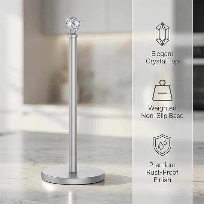 Paper Towel Holder Countertop Silver, Unique Silver Ball Decor, Brass Paper - Image 4