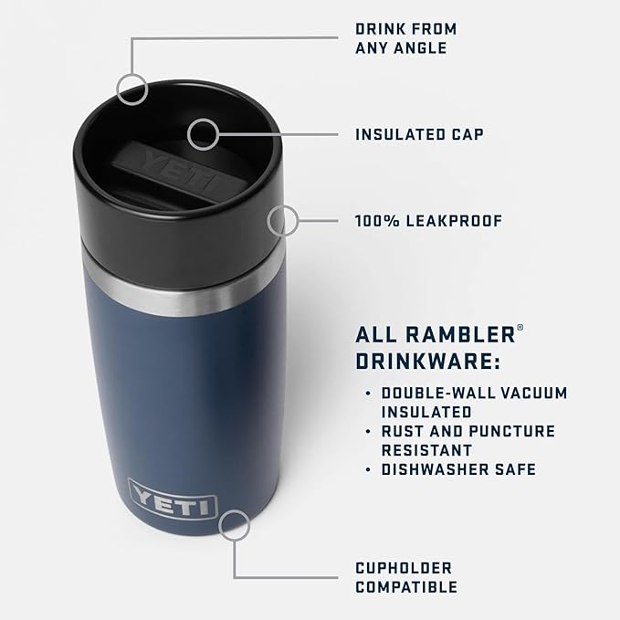 YETI Rambler 12 oz Travel Bottle, Stainless Steel, Vacuum Insulated with Leakproof Commuter Cap, Royal Blue - Image 2