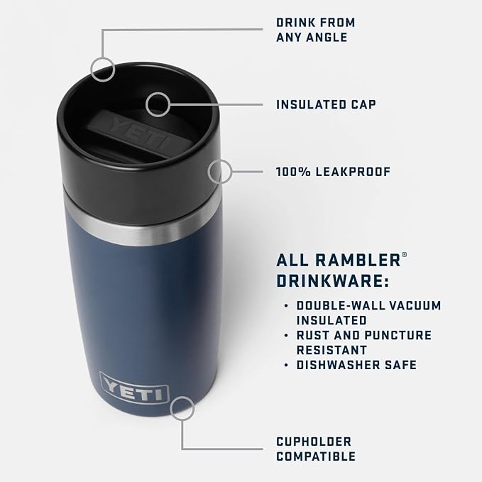YETI Rambler 8 oz Travel Bottle, Stainless Steel, Vacuum Insulated with Leakproof Commuter Cap, Stainless - Image 2