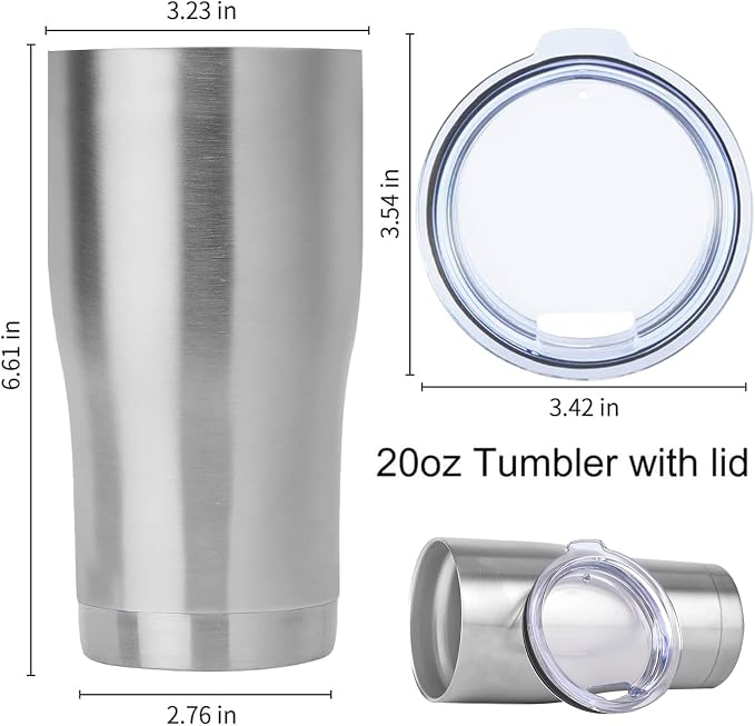 DOMICARE 20oz Tumbler with Lid Stainless Steel Tumblers Bulk, Double Wall Vacuum Insulated Coffee Travel Mug, 8 Count (Pack of 1) Stainless Steel - Image 5