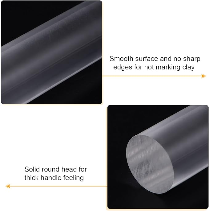 HARFINGTON Acrylic Clay Roller 8 Inch x 1 Inch Solid Non-Stick Plastic Round - Image 4