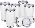 StarSpeed 20oz Tumbler Bulk with Lid, Stainless Steel Insulated Tumblers Double Wall Vacuum Insulated Travel Mug, Powder Coated Coffee Cups for Hot and Cold Drinks(White,6) by StarSpeed