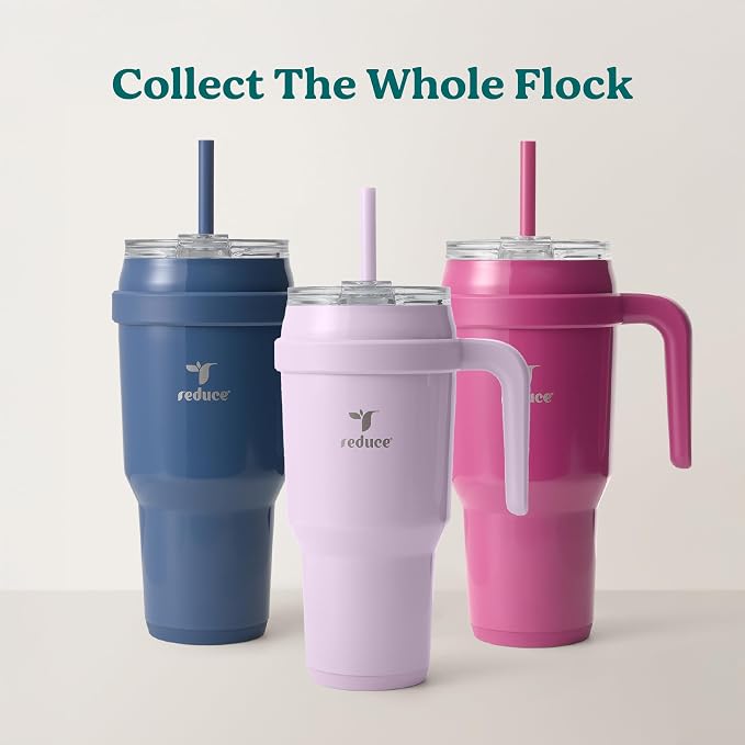 REDUCE 40 oz Stainless Steel Tumbler with Handle - Dual-Wall Vacuum Insulated Travel Mug, Sweat-Proof Lid & Reusable Straw - Keeps Drinks Cold for 24 Hrs, Fits Cupholders, Dishwasher Safe - Papaya - Image 7