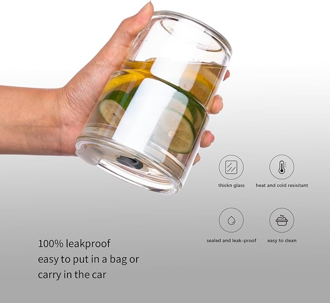 BLUEPOLAR 13oz/400ml Tumbler Water Glass, Cups with Straw and Lid Sealed Carry on for Coffee, Iced Tea, Thick Wall Insulated Glass Cup (white,2pack) - Image 4