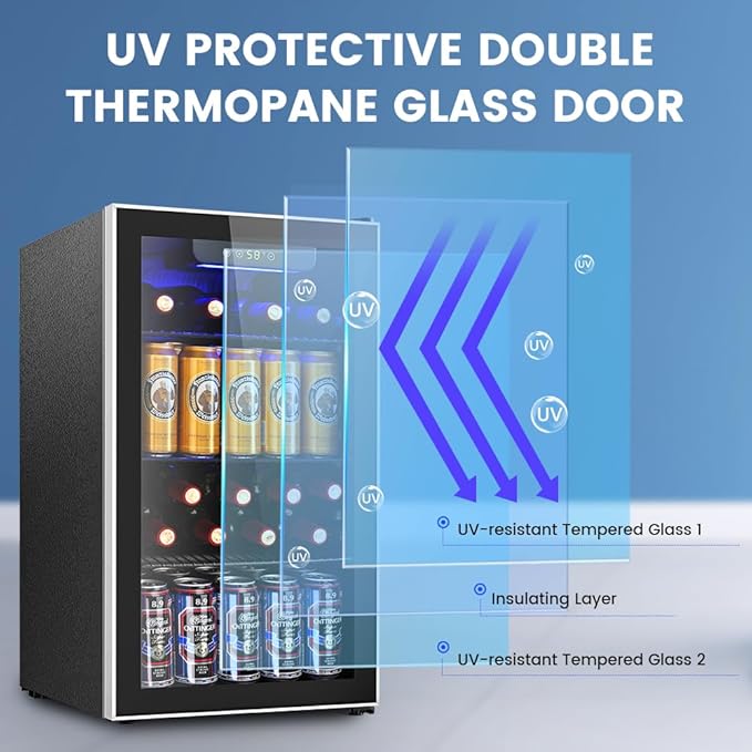 Electactic Mini Fridge 130 Can Beverage Refrigerator Cooler, 3.2 Cu.Ft Drink Fridge for Soda Wine Beer, Adjustable Temperature Control for Home Office, Black - Image 7