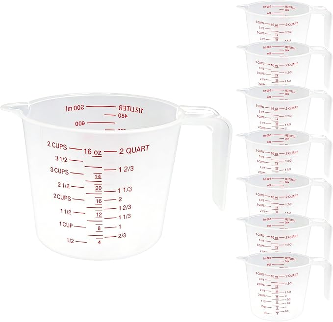 8 Pcs 2 Cup Capacity Plastic Measuring Cup, 16 Oz/500 ml Clear Graduated by Unknown