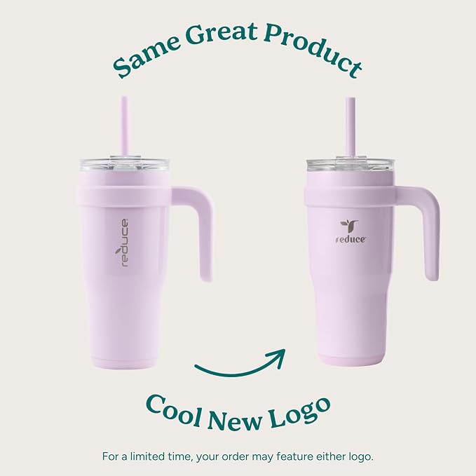 Reduce 24 oz Stainless Steel Tumbler with Handle - Dual-Wall Vacuum Insulated Travel Mug, Sweat-Proof Lid & Reusable Straw - Keeps Drinks Cold for 24 Hrs, Fits Cupholders, Dishwasher Safe-Mineral Blue - Image 2