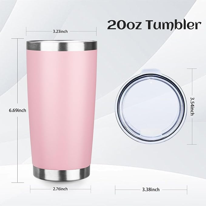 StarSpeed 20oz Tumbler Bulk with Lid, Stainless Steel Insulated Tumblers Double Wall Vacuum Insulated Travel Mug, Powder Coated Coffee Cups for Hot and Cold Drinks(Lght Pink,6) - Image 2