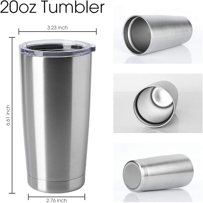 HASLE OUTFITTERS 20oz Tumblers Bulk Stainless Steel Cups with Lid Double Wall Vacuum Insulated Coffee Mugs for Cold & Hot Drinks 8 Pack - Image 2