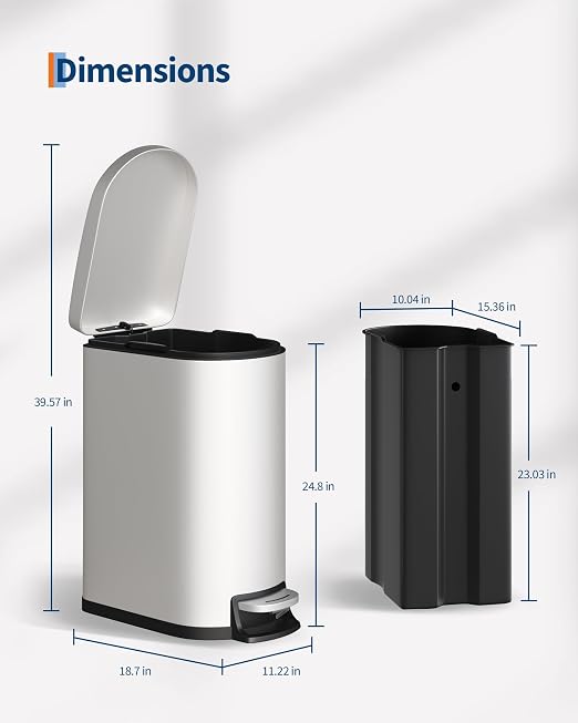 Garvee 13 gal / 50 L Metal Kitchen Trash Can - Image 7